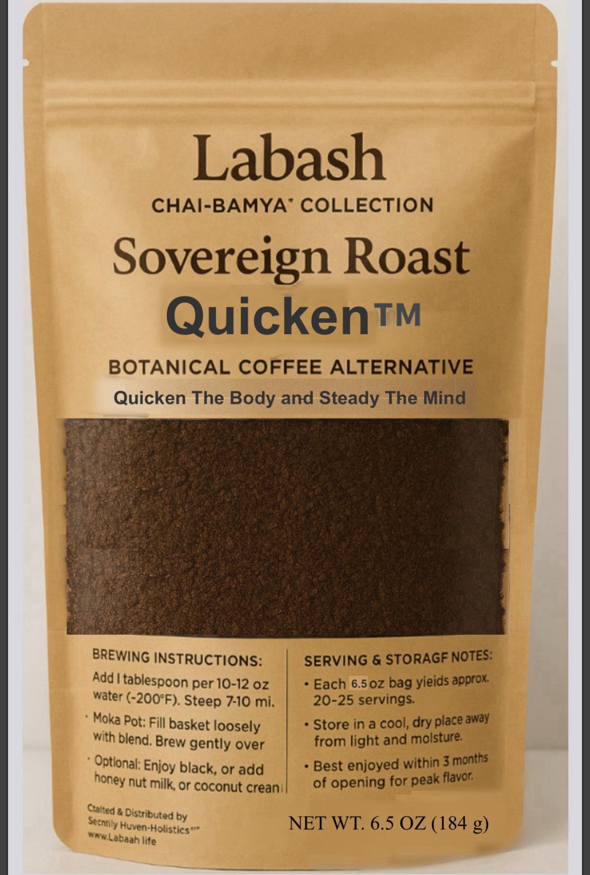 Sovereign Roast™ – Quicken™            Okra Seed Coffee Blend (Caffeinated) - Roasted Botanical Tisane/Coffee Alternative